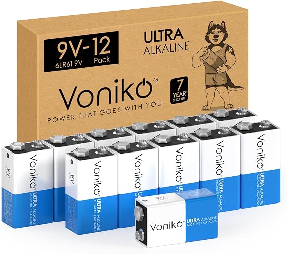 VONIKO-Premium Grade AA Batteries-12 Pack-Alkaline Double AA Batteries-Ultra Long Lasting, Leak Proof 1.5v Battery-10 Year Shelf Life 9V-12 ...