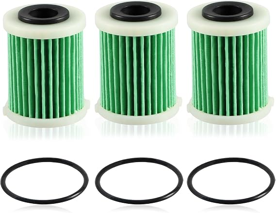 EVRBUL 3 PCS Primary Fuel Filter Elements with O-rings Compatible with Yamaha Outboard 4-Strokes VZ150, VZ175, VZ200, F150, F200, F225, VF200 2006 to Current Replace#: 6P3-WS24A-01-00 6P3-24564-00-00