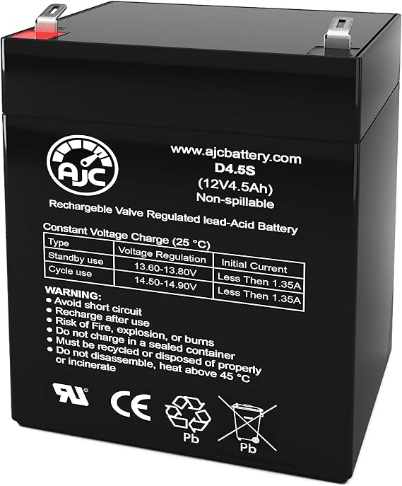 AJC Battery Compatible with Phoenix Contact QUINT-BAT-24DC-3.4AH - 2866349 12V 4.5Ah UPS Battery