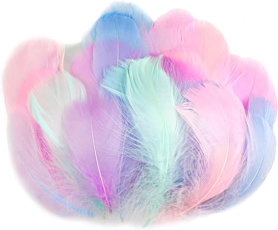 100pcs Feathers for Crafts,6-12cm Feathers Bulk,Vibrant Coloured Feathers,Natural Goose Feathers,Decorative Feathers Set for DIY Dream Catcher,Gift Box Filling,Wedding,Party Decorations Supplies