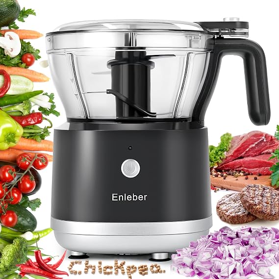 Food Processor Electric Food Chopper with 4.5-Cup(1000ml) Vegetable Chopper & Meat Grinder,BPA Free, Stainless Steel Blade for Chopp, Slice, Mince, Grind, and Puree, for Baby Food & Family Use | Vegetable Chopper & Meat Grinder BPA Free, Stainless Steel Blade for Chopp Slice Mince Grind and Puree for Family Use Black