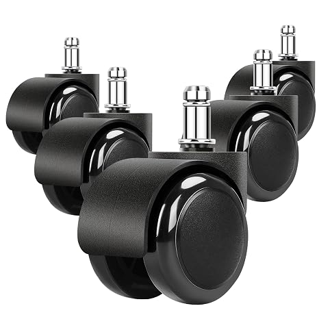 2 Inch Black Silent Stemless Caster,Office Chair Wheels Replacement Chair Casters,Furniture Casters, Replacement Swivel Chair Accessories,5pcs,150kg Capacity.
