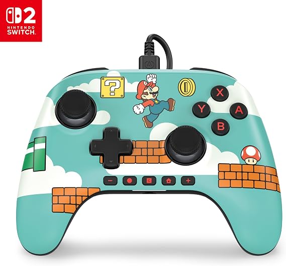PowerA Advantage Wired Controller for Nintendo Switch 2 - Mario Time, Officially Licensed, Hall Effects, Mappable Buttons, Pro Controller, C Button, On-board Audio Controls