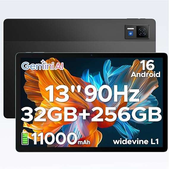 U13 Android 16 Tablets, FHD 13 Inch Tablet, 32GB 256GB/2TB, Octa-Core Android Tablets, Gemini AI, 11000mAh, 90 Hz Gaming Tablet, 7.5mm Ultra-thin, 3.5mm Headphone Jack/Quad Speakers/Face ID