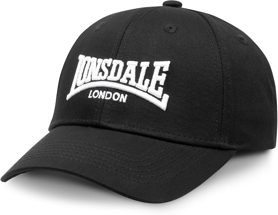 Lonsdale Men s Cotton Premium Black Baseball Cap Embroided Logo Hat Adjustable