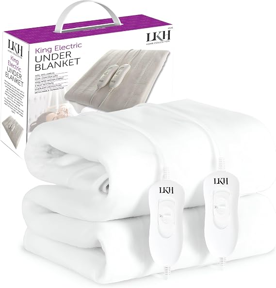 LKH King Electric Blanket Underblanket with 3 Heat Settings - 160x140cm