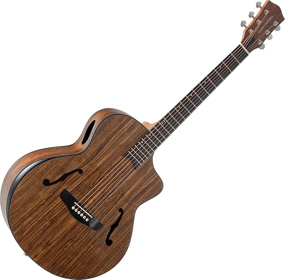 Classic Cantabile SHG-2WN LaBelle Westerngitarre - Gitarre mit seitlichem Schallloch und Armrest - Decke Boden &amp; Zarge: Walnuss - Griffbrett/Hals: Blackwood/Okoume - Akustik Gitarre im Vintage Look