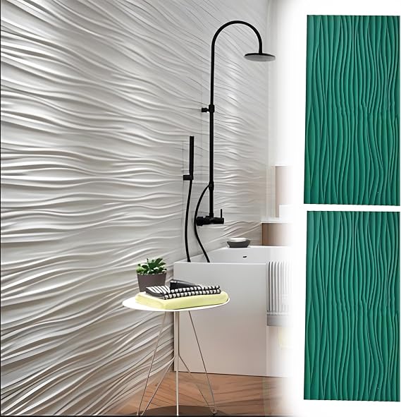 Wave Design 3D Wall Panel, Decorative Wall Cladding Panels for Living Room Lobby Office Gaming Setup, Cuttable 3D Wall Cladding, Easy to Install(Green)