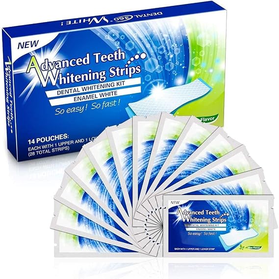 Advanced Teeth Whitening Strips 56 Count(28 Upper and 28 Lower Strips) Compare to Major Brands and Save.