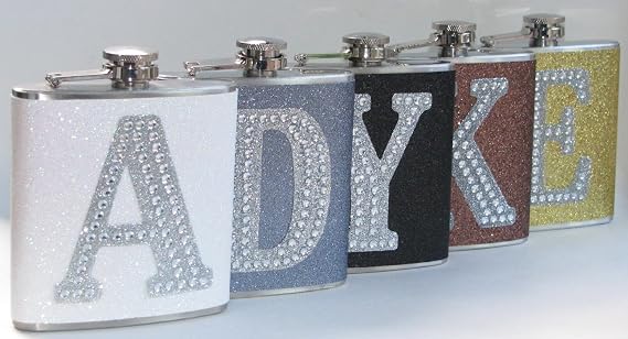 5 Flasks You Pick The Colors Personalized Wedding Bride Bridesmaids Glitter Sparkly Bling 6 oz Stainless Steel Liquor Hip Flask Gift