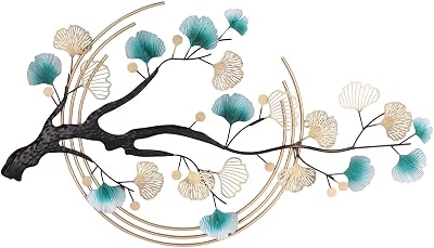 YUYANSHOP 3D Ginkgo Tree Leaf Metal Wall Art, Modern Luxury Metal Wall Nature Art Decor, Metal Wall-Mounted Sculpture, Hanging for Living Room Bedroom Kitchen Decoration Gifts,110x68cm