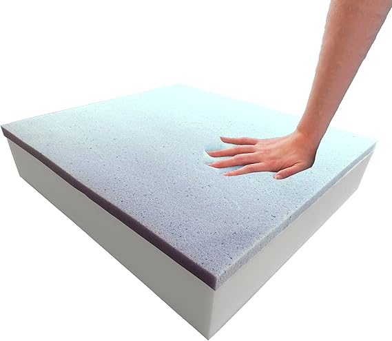 Foamma 3" x 21" x 21" Gel Memory Foam (Chair Cushion Foam for Dining Chairs, Wheelchair Seat Cushion)