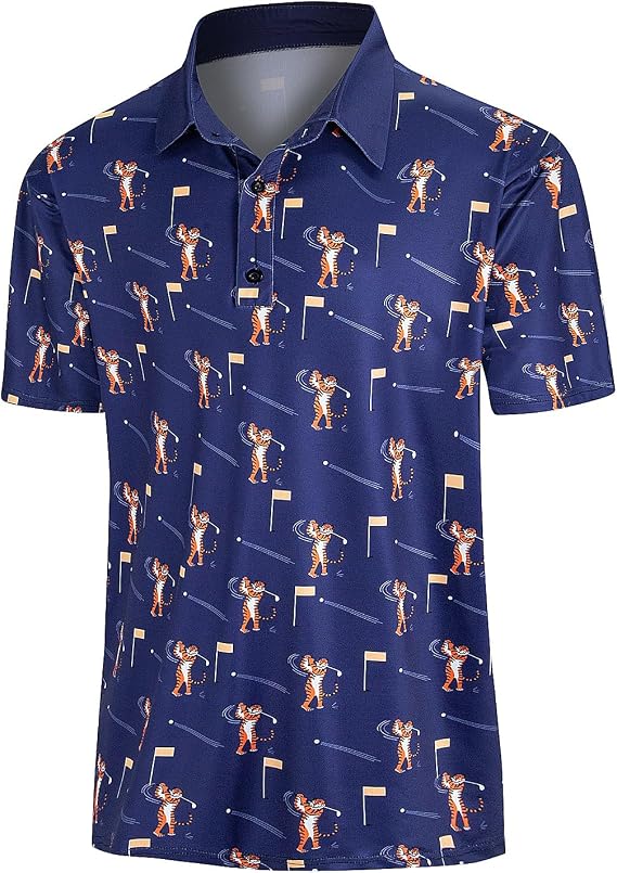 Yoimira Funny Golf Shirts for Men Polo Shirt Adult Humor Print Soft Quick-Dry Mens Polo Golf Short Sleeve for Gift & Party