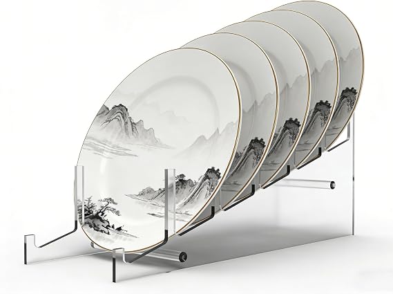 FixtureDisplays Large Multiple Plate Display Rack Clear Holder 10748