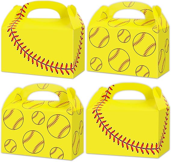 gisgfim 12 Pcs Softball Party Gift Treat Box, Softball Candy Goodie Favor Box for Softball Theme Birthday Baby Shower Party Favors Supplies Decorations