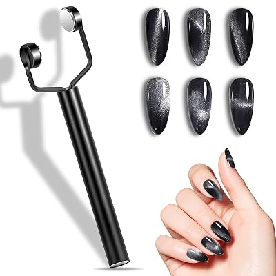3 in 1 Nail Magnet, Multifunctional Y-Shaped Cat Eye Gel Nail Polish Magnets Pen, 3D Magnetic Nail Polish Stick for Home DIY, Salon, Studio, Nail Art Design Tools Black