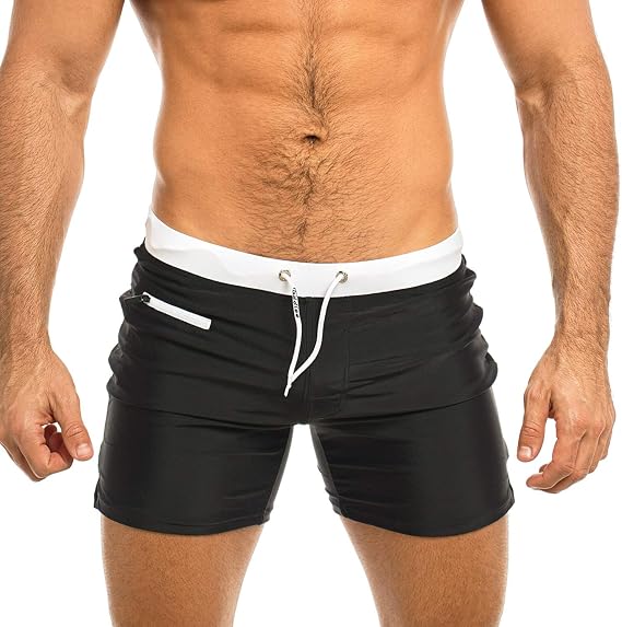 Taddlee Men's Swimwear Swim Shorts Trunks Square Cut Black Blue Swimsuits Boxers