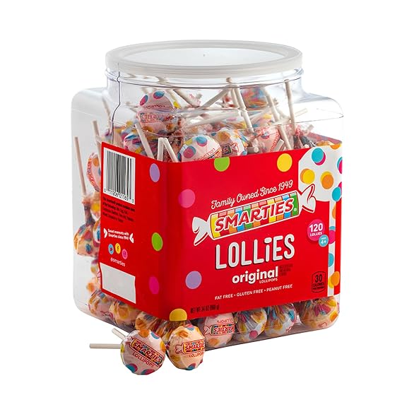 Smarties Lollies Lollipops, 34 oz Jar, 120 Pieces