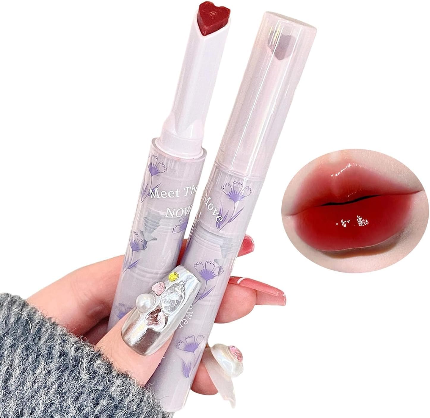 Gege bear Lipstick, Cute High Color Lip, Glitter Lipstick, Rom and Gloss, Transparent, Anti-Fall Lipstick, Cute Cosmetics Moisturizing, Sparkle, Colored Lipstick, Luster, Long Lasting, Long Lasting