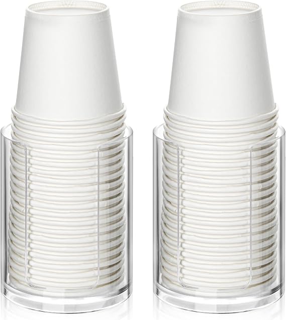 2 Pack Mouthwash Cups Holder,Bathroom Cup Dispenser,Small Disposable Paper Cup Tray for Bathroom Sink Counter