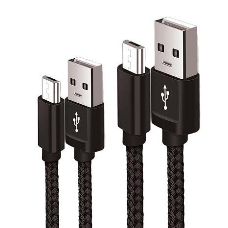 Micro USB Cable, Nylon Braided Android Charger Fast USB Charging Cable Compatible with Samsung Galaxy S7/S5/J3/J5/J7, Huawei, HTC, LG, Kindle, Nexus, Nokia and More 2 Pack (1M+2M)