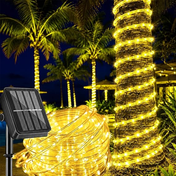 LairtPOW 39FT Solar Rope Lights,IP65 100 LEDs Lights for Patio Garden