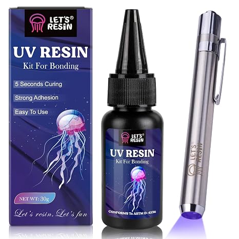 LET'S RESIN UV Resin Kit with Light, Bonding&Curing in Seconds, 30g