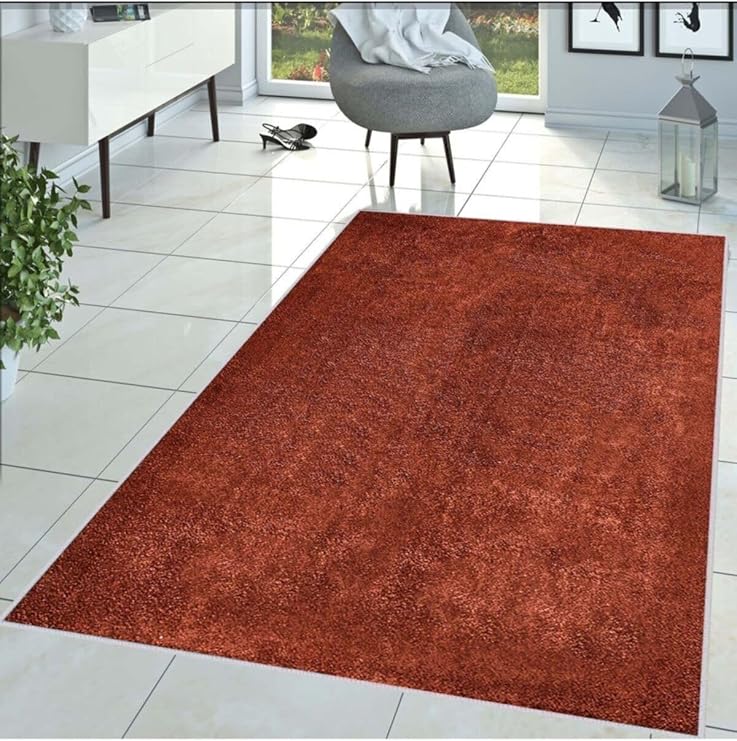 Rovigo Dijital Baskı Yıkanabilir Kaymaz Taban Salon Halısı RVG1433, Turuncu, 100 x 150