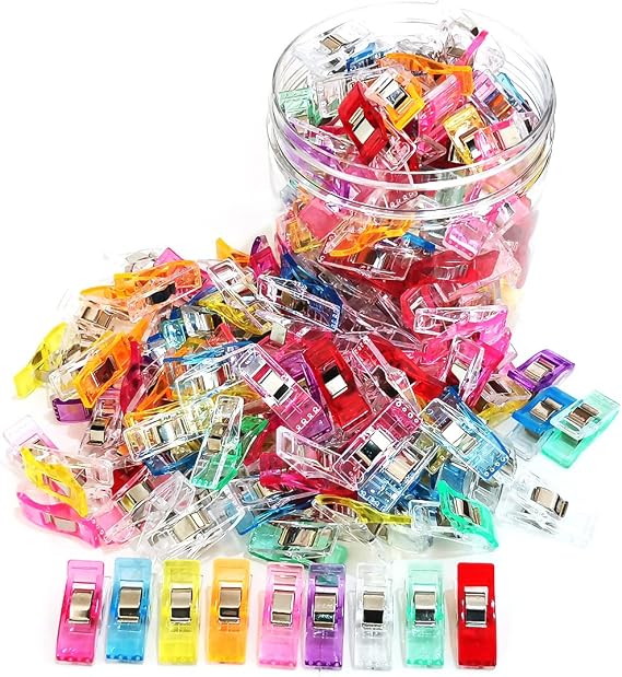 Otylzto Sewing Clips 100 Pcs Assorted Colors, Quilting Clips for Crafts