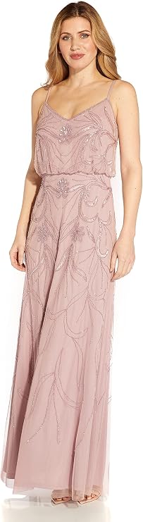 Adrianna Papell Women's Spaghetti Strap Blouson Gown