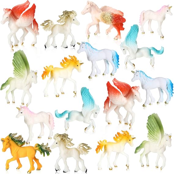 Charniol 16 Pcs Unicorn Toy Figurine Unicorn Cake Toppers Decorations