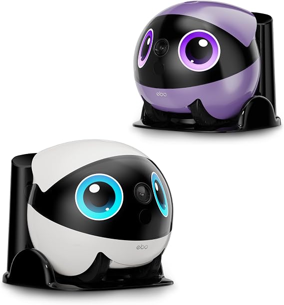 3K Home Camera Robot EBO Air 2 Plus: Movable Robot Companion, 2-Way Video, AI Chat, Custom Facial Image (Purple + White Bundle)