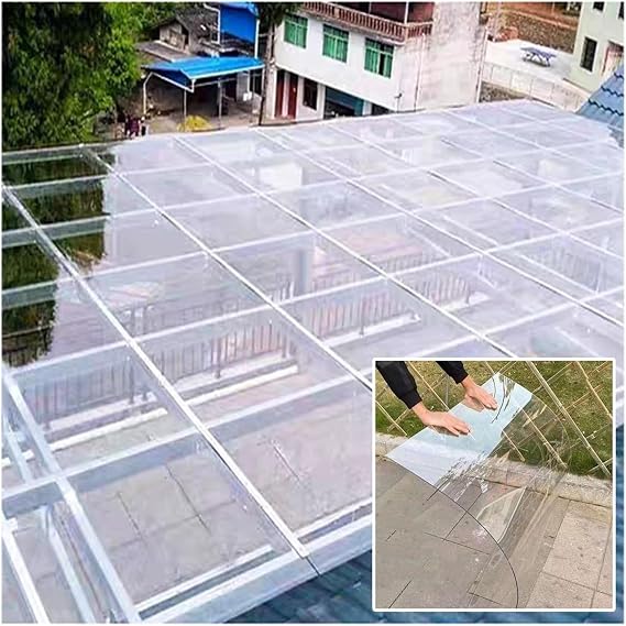 Polycarbonate Panel Roofing Sheets, 2mm Thick roof Skylight Panels, Roofing Transparent Insulation Daylighting Panels, UV Protection Rain pergola roof