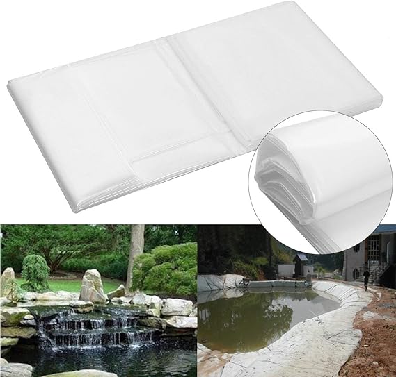 HDPE White Pond Liner Transparent Film for Reservoir Koi Ponds Streams Lotus Pond Fountains & Water Gardens (6.56ft x 6.56ft)