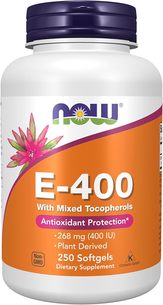NOW Foods Supplements, Vitamin E-400 IU Mixed Tocopherols, Antioxidant Protection*, 250 Softgels