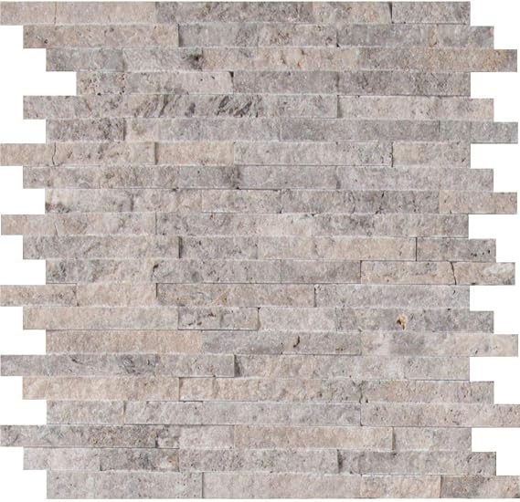Silver Travertine Splitface Pattern Marble Tile, 8.16 SFT/case, (8 Pcs)