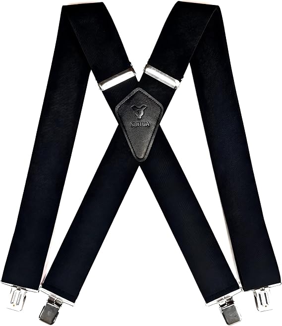 Classic Suspenders for Big & Tall Men - 2" Heavy Duty X-Back Clip-on