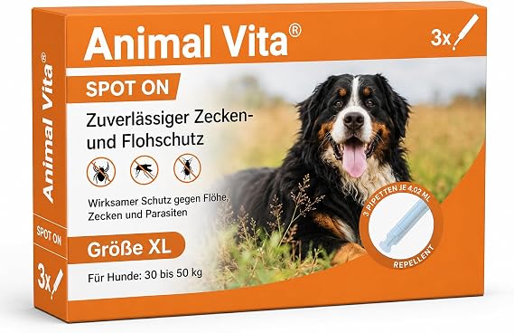Animal Vita® Spot On Tick Protection [Reliable Protection] Tick Repellent for Dogs - Tick Protection Dog - Spot On for Large Dogs (30 to 50 kg)