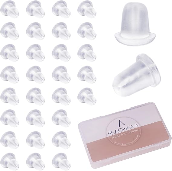 BEADNOVA Earring Backs for Studs Plastic Rubber Clear Earring Backs Silicone Pierced Ear Studs Backings Secure Safety Hypoallergenic Earstud Stoppers for Hook Post (1000 pcs)