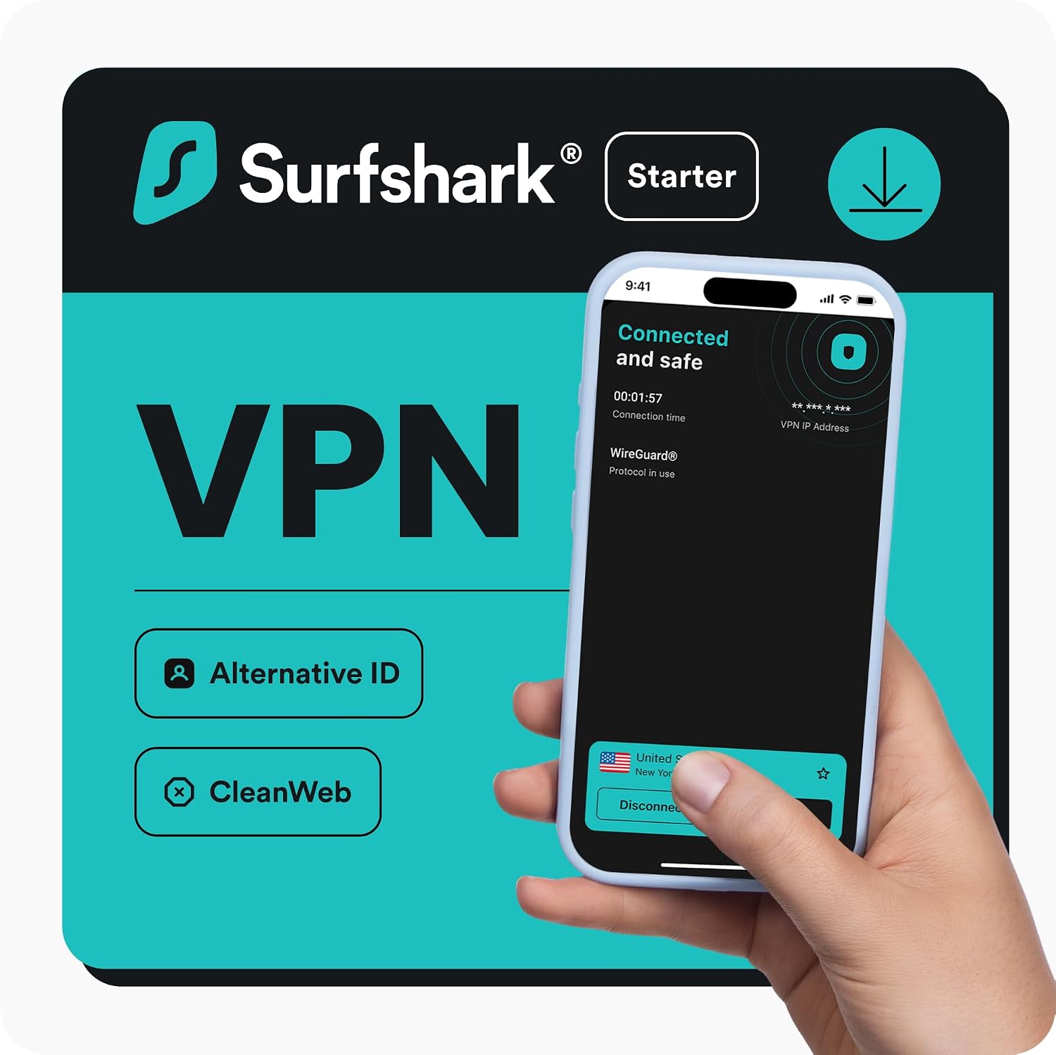 Surfshark Starter, VPN, 12 Months, Digital Code