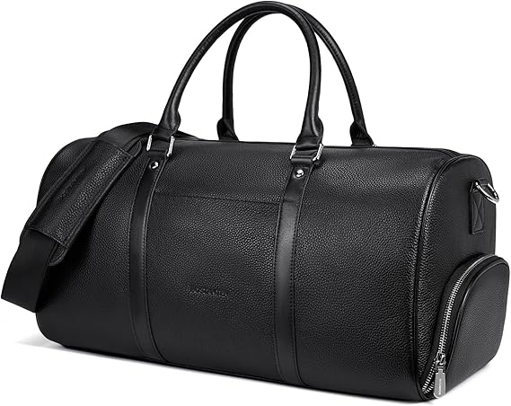 BOSTANTEN Genuine Leather Travel Weekender Overnight Duffel Bag Gym Sports Luggage Tote Duffle Bags for Men Medium: 18.5"X9.25"X10.50"