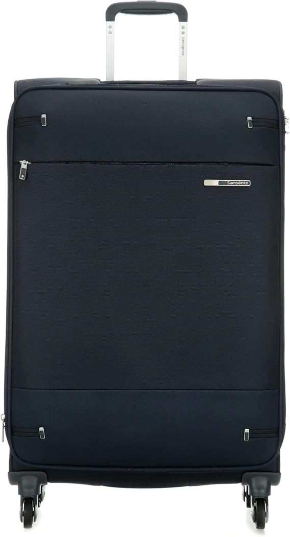 Samsonite Base Boost – 66 cm Medium-Sized Soft-Sided Suitcase, Trolley Suitcase with 4 Wheels, TSA Lock, Lightweight & Expandable, 67.5 L, Navy Blue