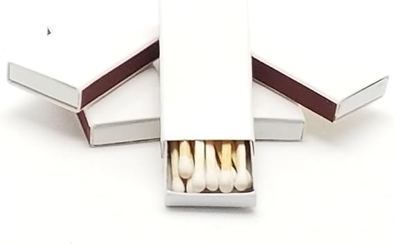 50 Miniature Plain White Cover Wooden Matches Box Matches