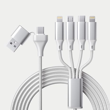 4-in-2 Fast Charging Cable 10FT [Apple MFi Certified], USB A/Type C to Lightning2 + Type-C + Micro USB, Universal Fast Charger Cord for Apple/Android/Huawei Phones, Tablet, Car Travel