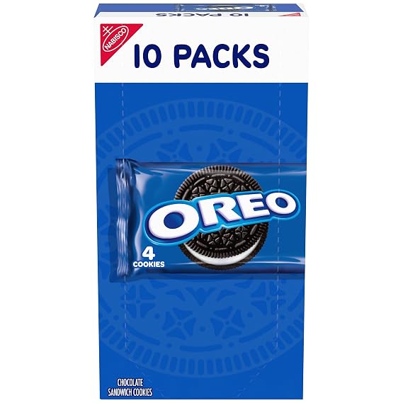 OREO Chocolate Sandwich Cookies, 10 Snack Packs (4 Cookies Per Pack) | Always made with Real Cocoa, Certified Kosher