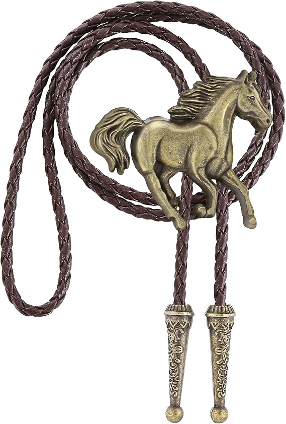 GelConnie Bolo Ties for Men Women Western Cowboy Tie Mens Western Necklace Leather Necktie Gold Bolero Tie Cowboy Necklace