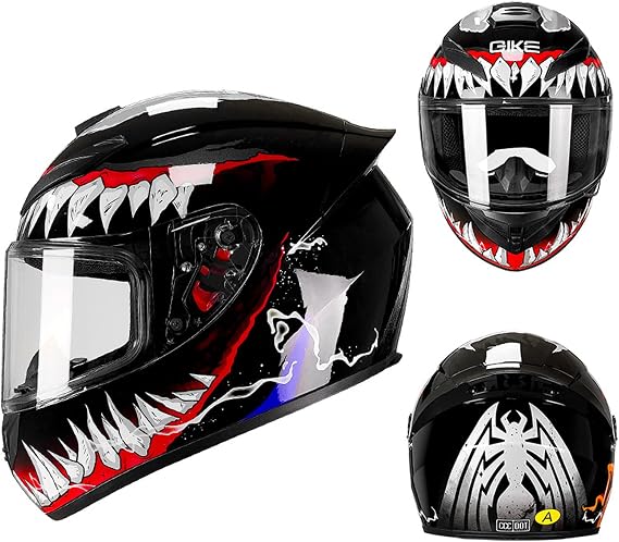 Motorcycle Helmet Racing Motocross Helmets Full Face Helmet with Internal Tinted Visor & DOT Approved for Moped ATV Cruiser Scooter
