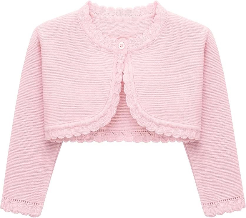 Lilax Baby Girls' Long Sleeve Cardigan Knit Button Closure Bolero Shrug