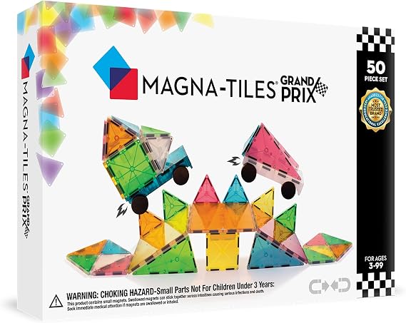 MAGNA-TILES Grand Prix 50-Piece Magnetic Construction Set, The ORIGINAL Magnetic Building Brand