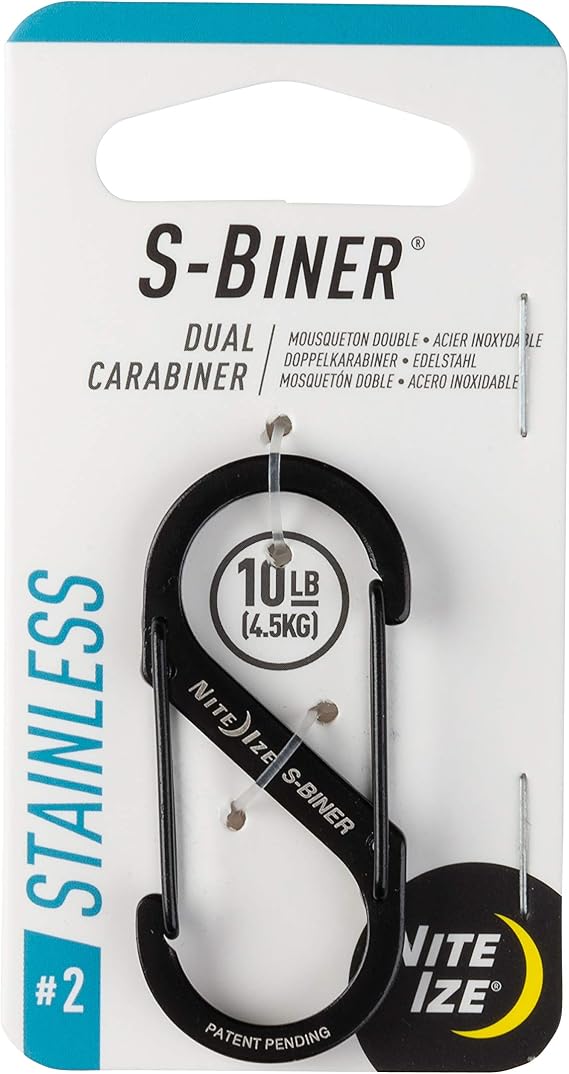 Nite Ize Size-2 S-Biner Dual Carabiner, Stainless-Steel, Black